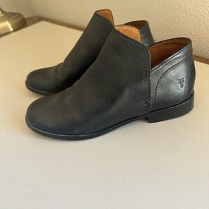 Frye Black Leather Ankle Boots